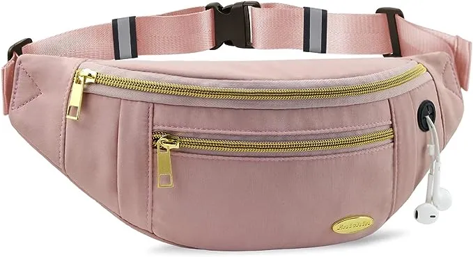 Entchin Fanny Pack for Women Waist Pack Water Resistant Fabric Crossbody Bum Bags for Hiking Traveling Cycling, Women's, Size: 11.8 x 2.35 x 4.9, Pink