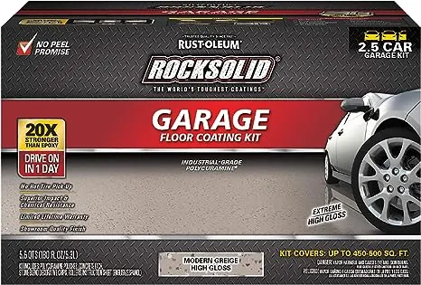 Rust-Oleum RockSolid Polycuramine Car Garage Floor Coating Modern Greige Kit