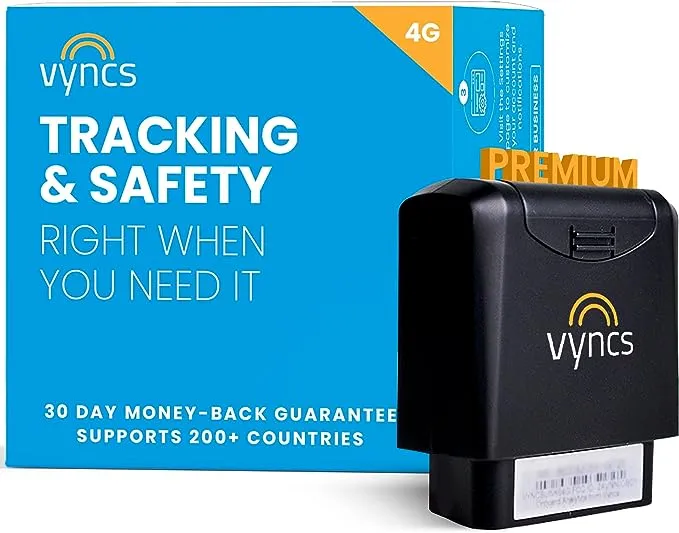 VYNCS Premium: No Monthly Fees GPS Tracker OBD 4G LTE Tracking Device for Cars Vehicle Trips Teen Driver Safety Roadside Assistance VPOBDGPS1