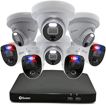 Swann Enforcer 8-Channel 4-dome 4-bullet Cameras 4K Security System w/ 2TB HDD D