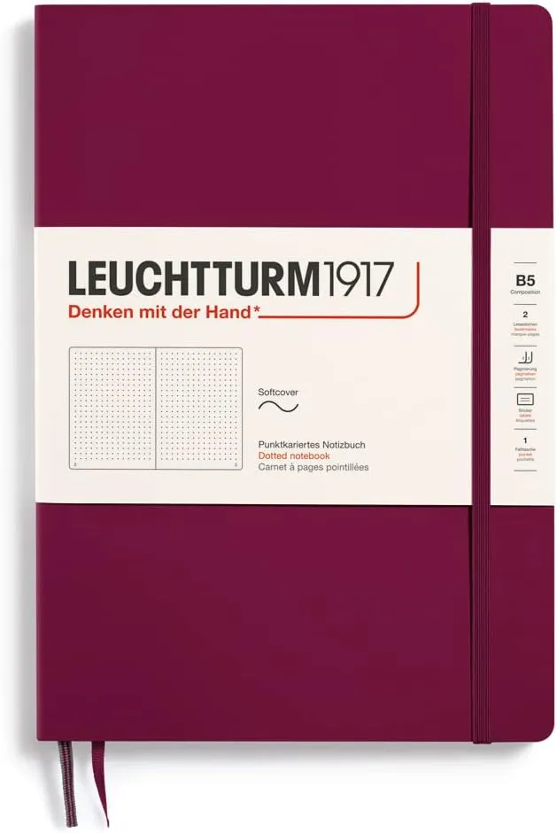 Leuchtturm1917 Composition (B5) Softcover Notebook, Port Red, Dotted