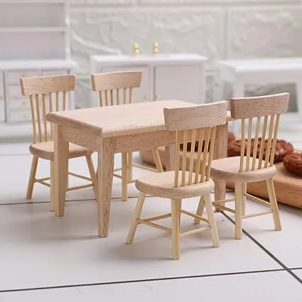 Z mayabbo Wooden Dollhouse Furniture of Table & Chair