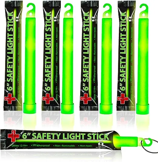 HSGUS 25 Ultra Bright Green Glow Sticks - Individual Packed with Lanyard - for Camping, Emergency Survival - Glow Lights for Blackouts