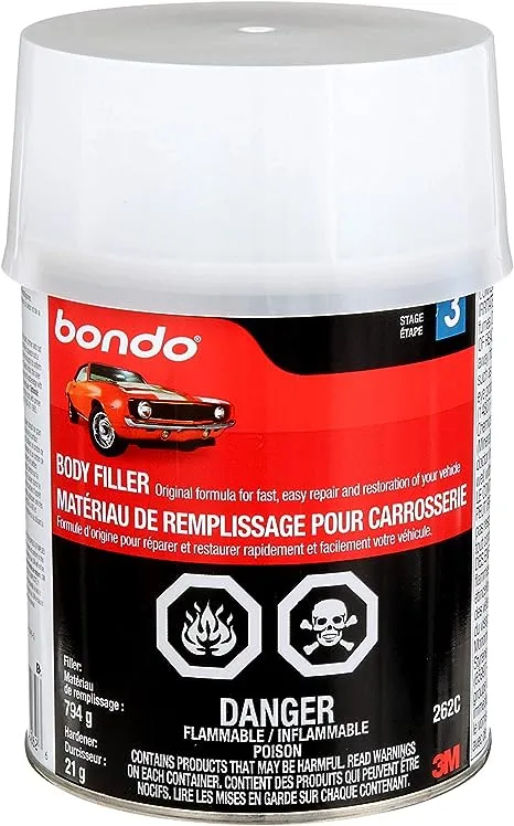 BONDO Body Filler With Hardener: Paste, 1 qt Size, Light Gray