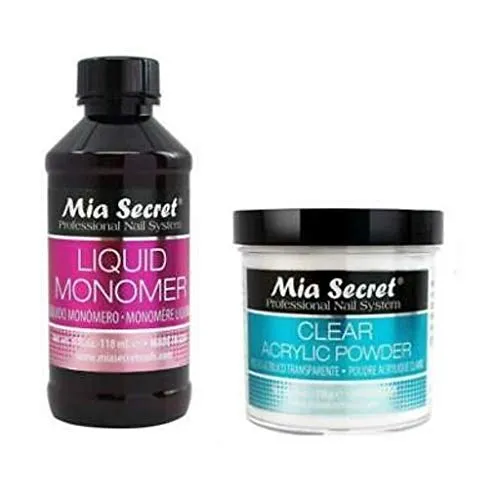 MIA SECRET PROFESSIONAL LIQUID MONOMER 4 oz + CLEAR ACRYLIC POWDER 4 oz NAIL