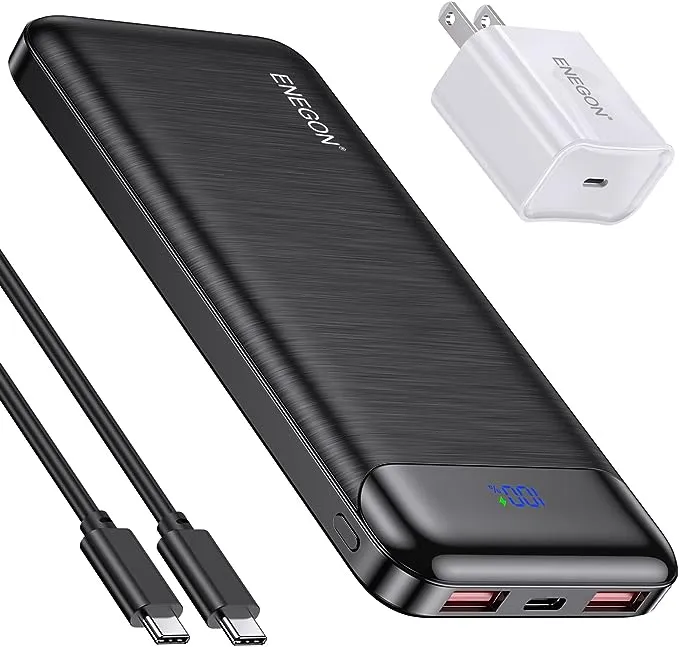 Enegon 2-Pack Portable Charger Power Bank 10000mAh The Phone Charger Battery with USB C Input and Dual USB Output for iPhone iPad Galaxy S9