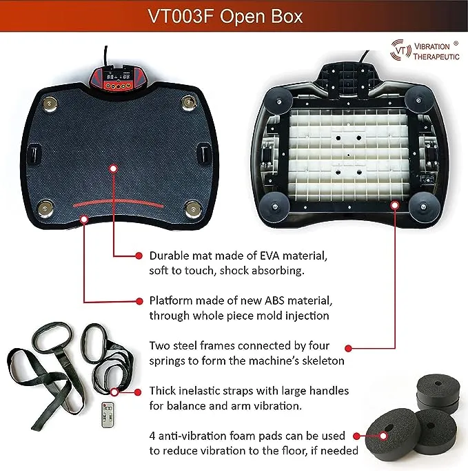 VT003F High Frequency Vibration Plate 15-40Hz, 2 Amplitude Settings Deep Tissue Activation on Muscle Tendon Ligament Nerve Bone Improve Circulat