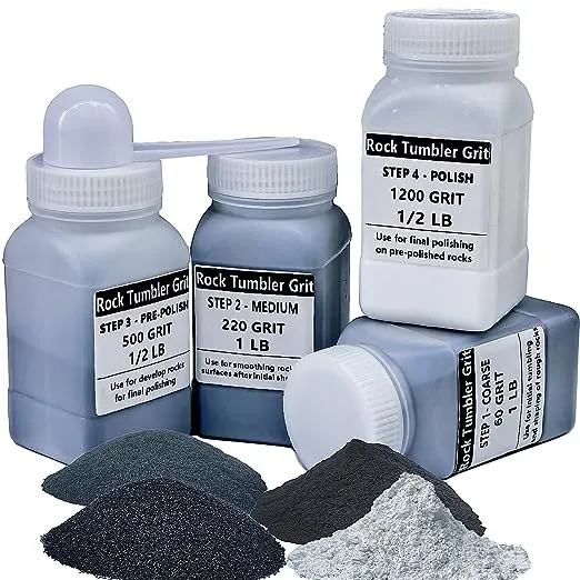 HDongany Rock Tumbler Grit 4 Steps Complete Kit,Total 3 Pounds, Can Polish Up to 20 lbs of Rocks, Rock Polishing Grit Media for Any Brand Rock Tumbler