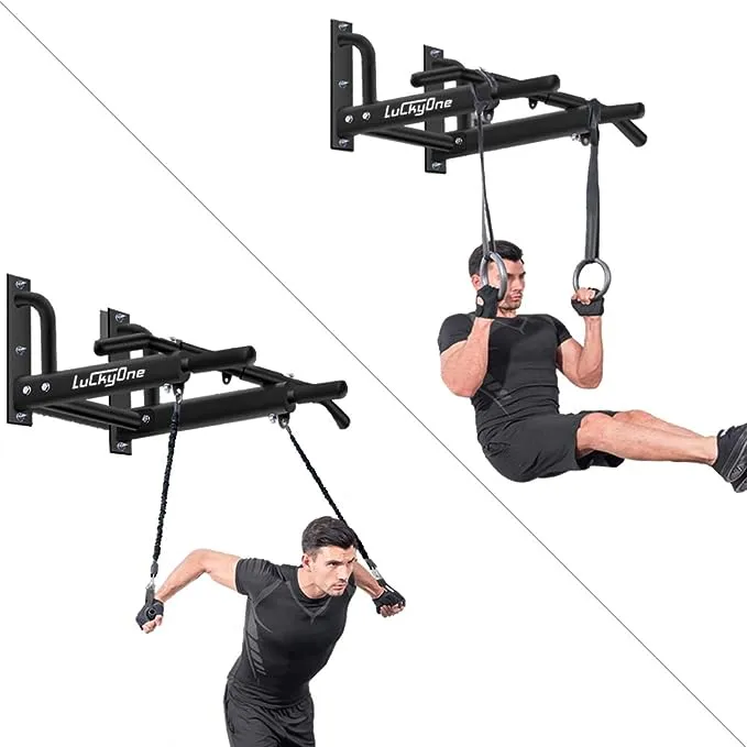 luckyone Wall Mounted Pull Up/Chin Up Bar with Bearing Frame Design for Indoor ...