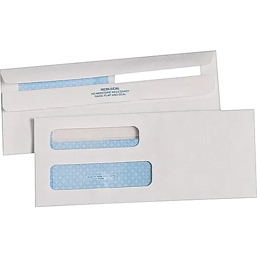 Quality Park Redi-Seal Security Tinted #8 5/8 Double Window Envelopes, 3-5/8" x 8-5/8", White, 500/Box (QUA24539)