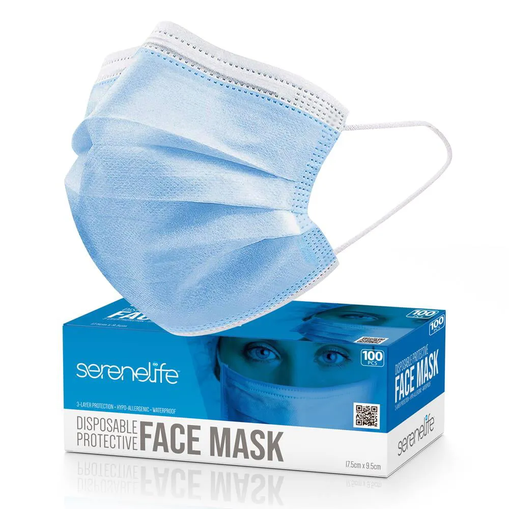 Disposable Face Masks - 3 Layer, Breathable Face Masks, Dust Covering (Adult), PK 1000