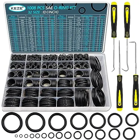 KEZE 1008 Pcs SAE O Ring Kit,32 Sizes USA Standard Nitrile 70A Rubber Seals inch, 226