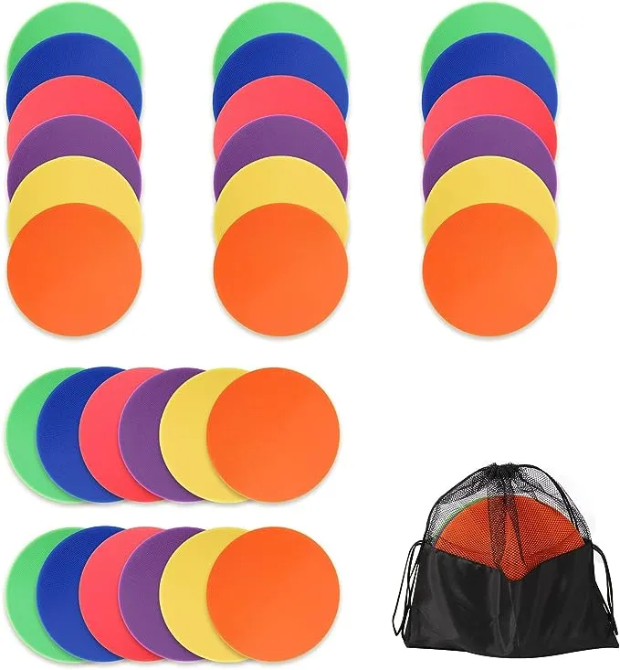 9 Inch Poly Vinyl Spot Markers, Non Slip Rubber Agility Markers Flat Field Cones Floor Dots,for Exercise Drills, Sports, Games, Speed Agility Training -30 Pcs