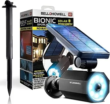 Bell + Howell Bionic Spotlight, 25 ft. Motion Sensor, Solar Sun Panels, Outdoor Lighting - White