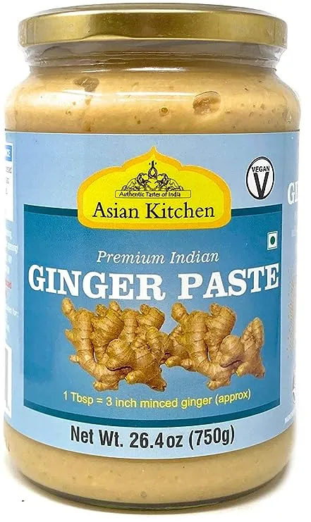 Asian Kitchen Ginger Cooking Paste 26.5oz (750g) ~ Vegan | Glass Jar | Gluten Free | NON-GMO | No Colors | Indian Origin