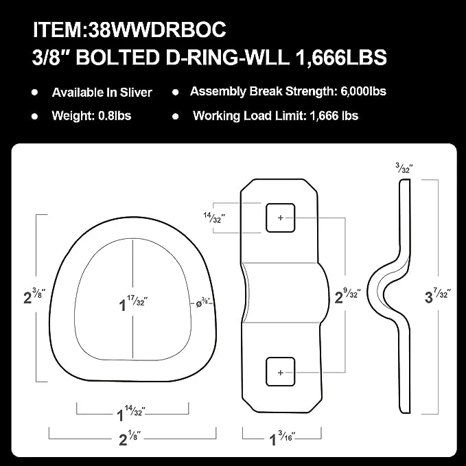 Onesnt D-Rings Truck Tie Downs Anchor