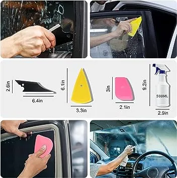 Luxiv Car Window Tint Application Tools Kit, 9 Pcs Vehicle Glass Protective Film Installing Tool, Squeegee Automotive Film Scrapers