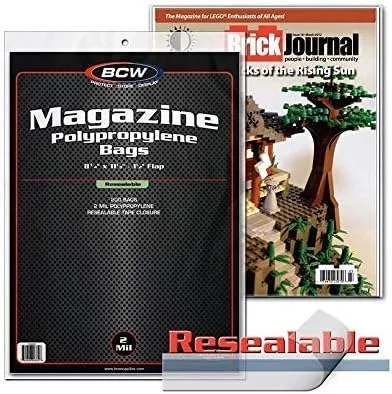 BCW Resealable Magazine Bags 8-3/4&#034; X 11-1/8&#034; with 1-1/2&#034; Flap. (100-Count)