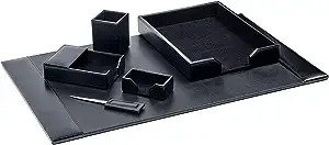 Dacasso d1401-black-leather-6-piece-econo-line-desk-set