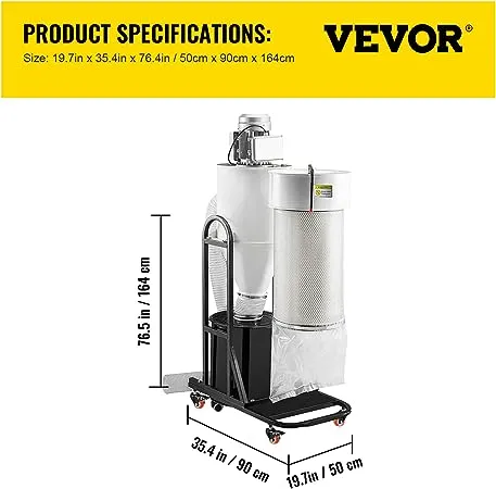 VEVOR 2 HP Portable Cyclone Dust Collector