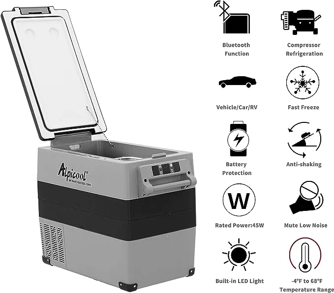 Alpicool CF55 Portable Freezer,12 Volt Refrigerator, 58 Quart (55 Liter) Fast Cooling 12V Car Fridge Freezer -4℉~68℉, Car Cooler, 12/24V DC and 100-240V AC for Outdoor, Camping, RV, Truck, Boat