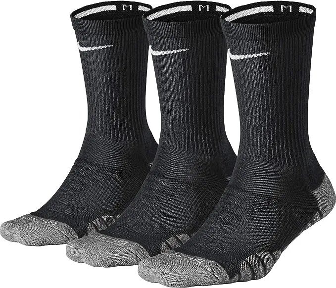 Nike Everyday Max Cushioned Women's Training Crew Socks (3 Pairs) in Black, Size: Medium | SX5566-010