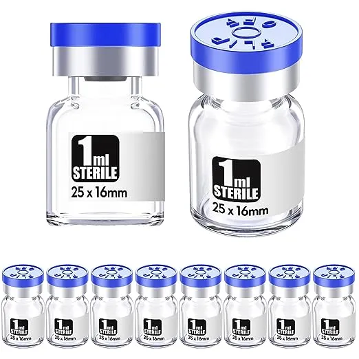 KSIITEKSLAB Ks-Tek Sterile Empty Vials with Self Healing Injection Port,with Aluminum Plastic Cap,Sterile Package (1mL Clear,10)