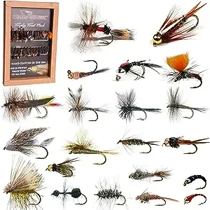 Roxstar Fishing Fly Shop | 48pk Trophy Trout Fly Assortment | Wet & Dry Trout Flies | Gift Box included. | Proudly Made in The USA