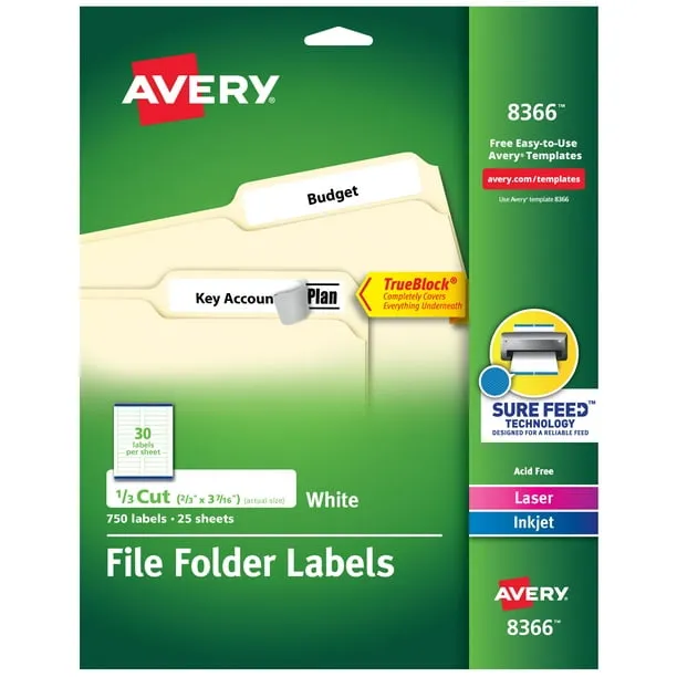 Avery Permanent TrueBlock File Folder Labels