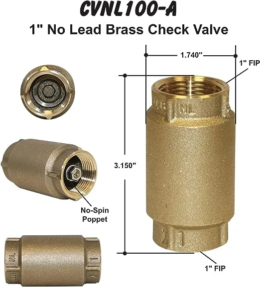 MFG CVNL100 1&#034; No-Lead Brass Check Valve 700 Series 1&#034;