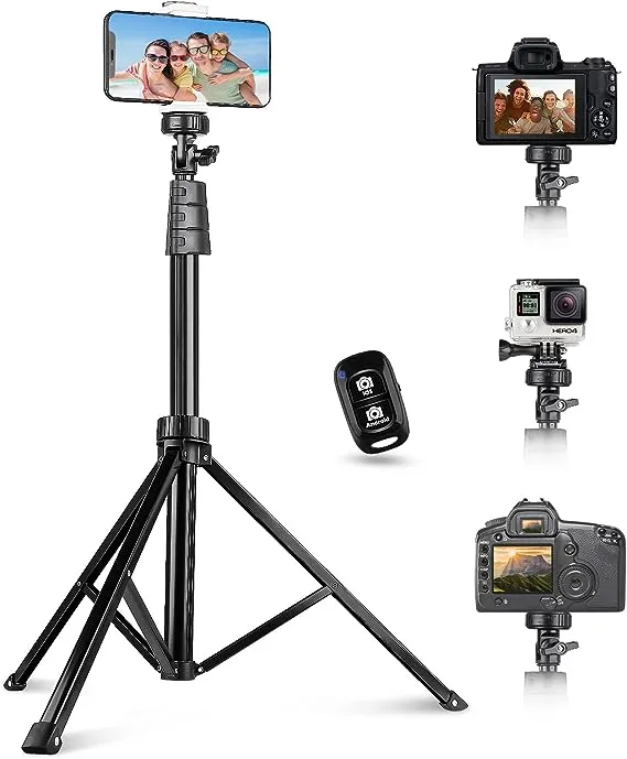 UBeesize 67" Phone Tripod&Selfie Stick, Camera Tripod Stand with Wireless Remote and Phone Holder, Perfect for Selfies/Video Recording/Live Streaming