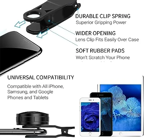 KEYWING Upgraded Phone Lens Kit 7in1 Kits Fisheye Lens, 2X Telephoto Lens+198° Fish Eye +120° Wide Angle + 20X Macro Lens + CPL + Kaleidoscope +Starburst for iPhone 11 12 13 X Xr pro Samsung etc