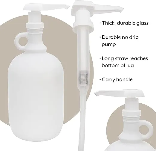 Darware Half Gallon Glass Pump Dispenser Bottle