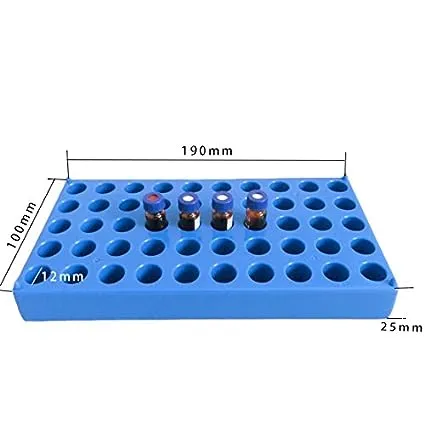 Vial Rack 2ml HPLC Sample Bottles Rack Single Blue Holds 50 Standard 12 mm 2 mL vials