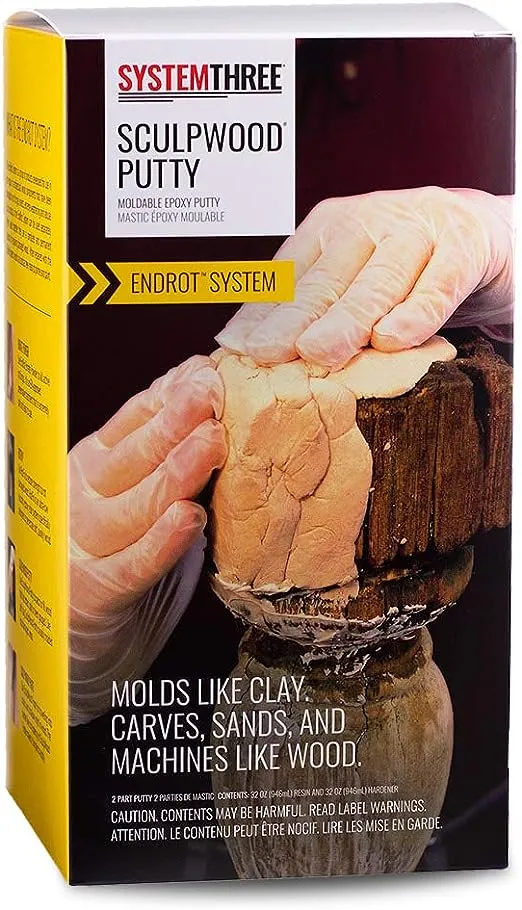 System Three 1600K20 SculpWood Putty Kit 0.5 Gallon Brown