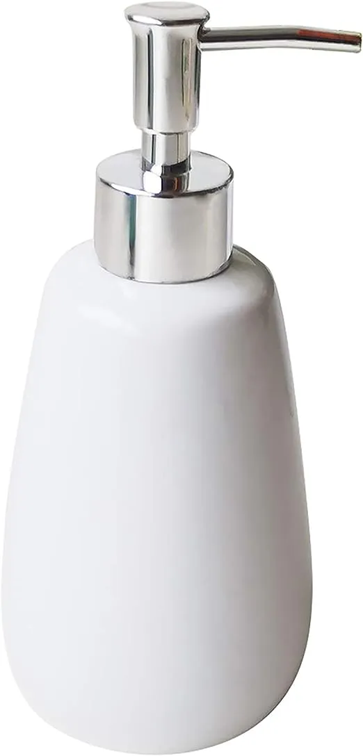 TOOZFO White Hand Soap Dispenser Ceramics Bottles with Elegant Pump Top Bathroom Empty Shampoo Bottles 10oz300ml