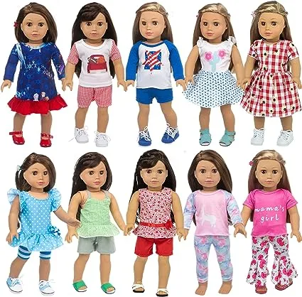 ZQDOLL 23 Pcs American Doll Clothes Dress and Accessories Fit American 18 inch ...