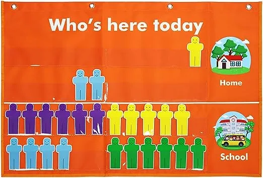 Classroom Attendance Chart Helping Hands Pocket ChartDurable Classroom Manage...