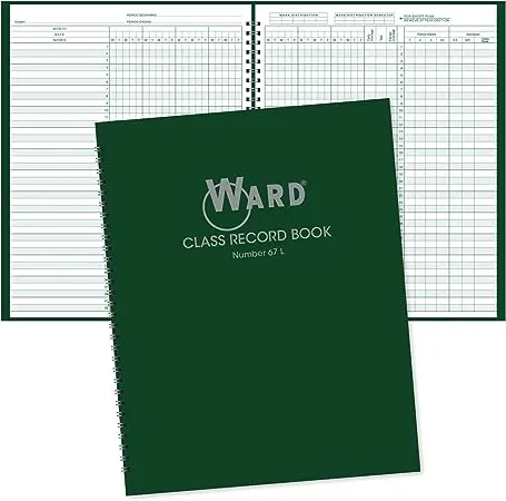 Ward Class Record Book 38 Students 6-7 Week Grading 11 x 8-1/2 Green