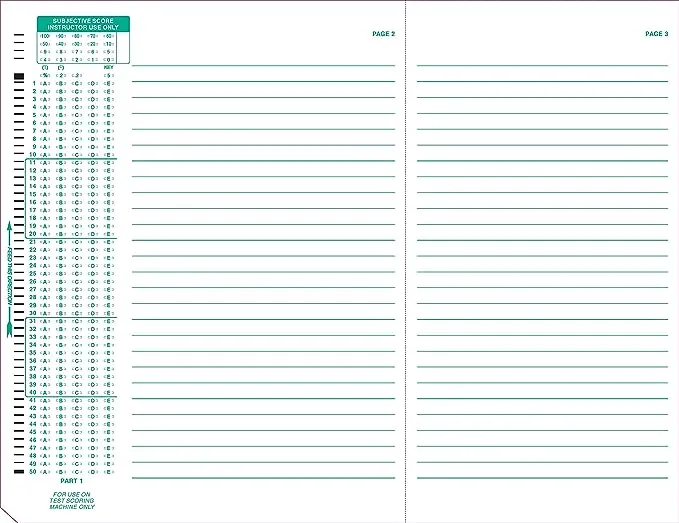 TEST-886E 886-E 100 Question Compatible Testing Forms (50 Sheet Pack)