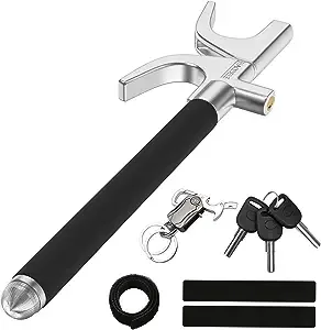 Imaycc Anti Theft Steering Wheel Lock, Retractable Steering Lock, Universal Adjustable Car Theft Prevention Device with 3 Keys and Safety Hammer