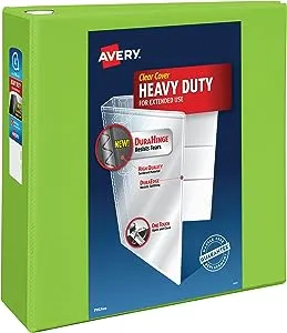 Avery Heavy-Duty View 3 Ring Binder, 4 Inch One Touch EZD Rings, 4.5 Inch Spine, 1 Chartreuse Binder (79812)