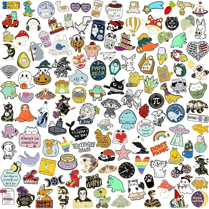 20/40/50 PCS Cute Enamel Backpack Pins, Funny Enamel Pins Bulk Set Cool Butto...