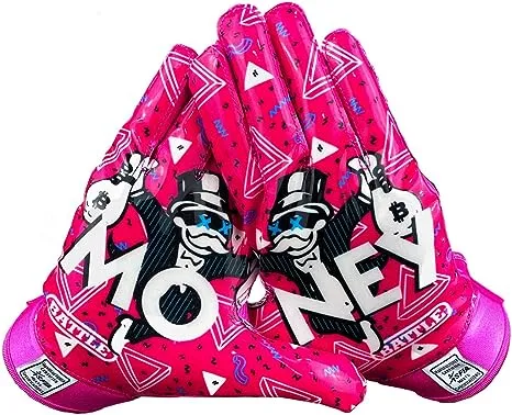 Battle Sports Money Man Adult Football Receiver Gloves - Pink