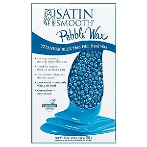 Satin Smooth Titanium Blue Pebble Wax | Thin Film Hard Wax | For Delicate Or Sensitive Skin And Thick or Stubborn Hair | 35 Oz. 