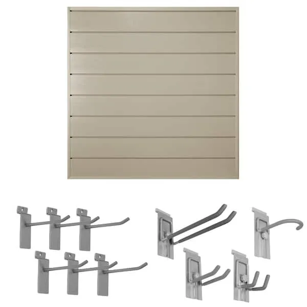 CrownWall Starter Bundle PVC Slatwall Panel Set with Locking Hook Kit