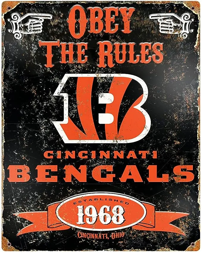 Party Animal NFL Cincinnatti Bengals Embossed Metal Vintage Sign