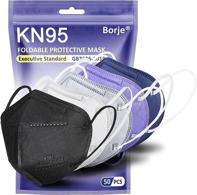 Borje KN95 Face Masks 50 Pcs, 5-Ply Protection Multicolor KN95 Mask, Disposable ...