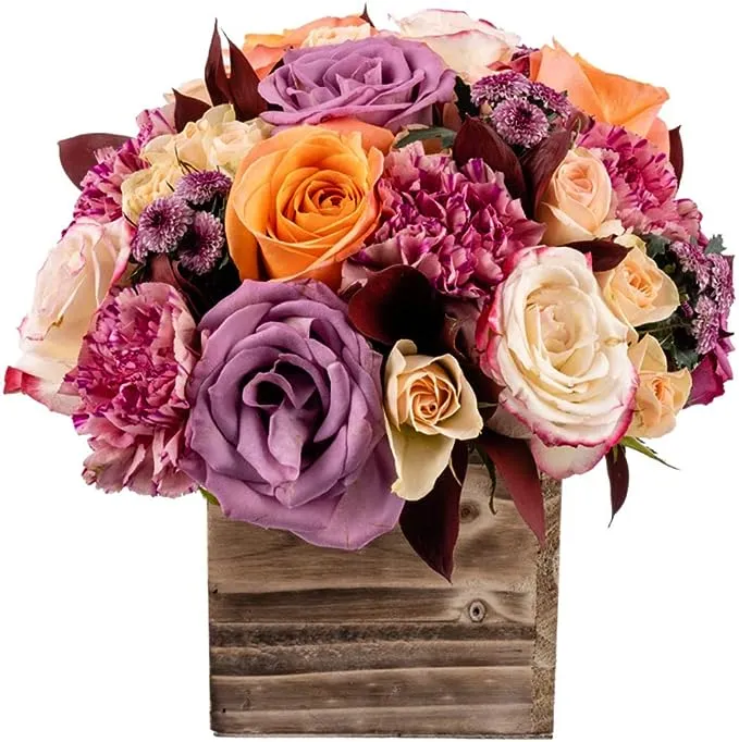 Enchanted by Arabella Bouquets with Free Elegant Hand-Blown Glass Vase (Fresh-Cut Holiday Flowers), Red