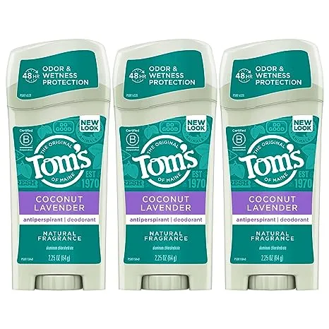 Tom's of Maine Antiperspirant Deodorant for Women, Coconut Lavender, 2.25 oz. 3-Pack (Packaging May Vary)